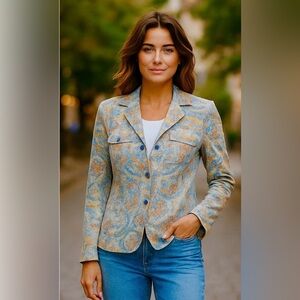 JONI B Women”s Multicolor Paisley / Floral Button Down  LS  Shirt Jacket Size M